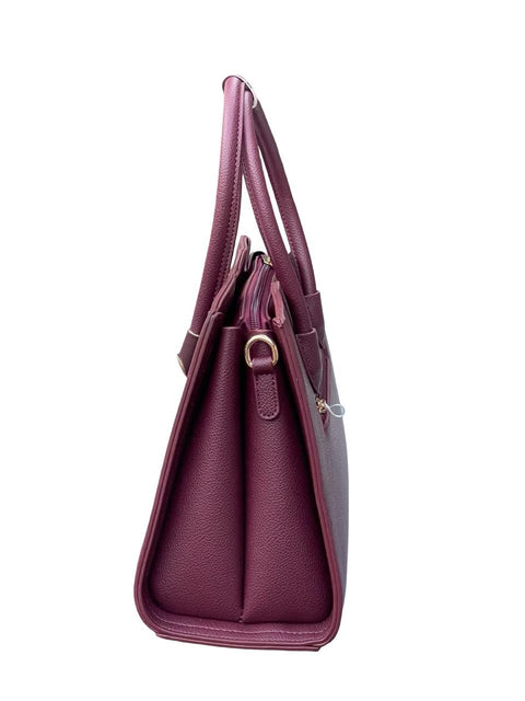 BAGCO Elegant Faux Leather Top-Handle Handbag (Purple)