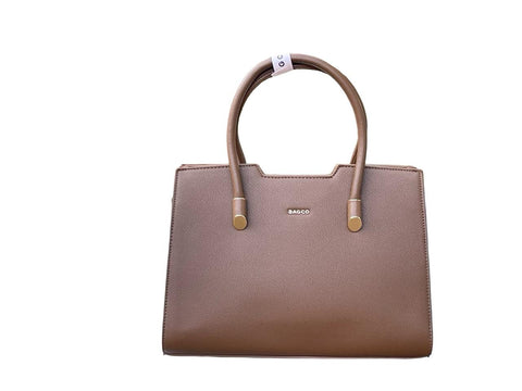 BAGCO Elegant Faux Leather Top-Handle Handbag (Light Brown)