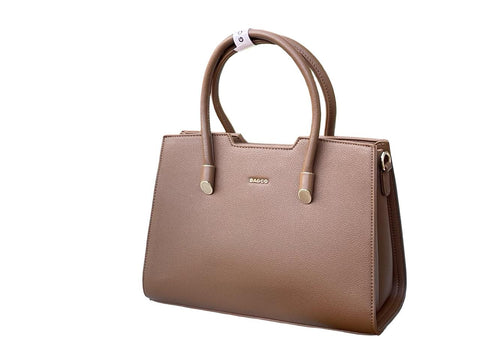 BAGCO Elegant Faux Leather Top-Handle Handbag (Light Brown)