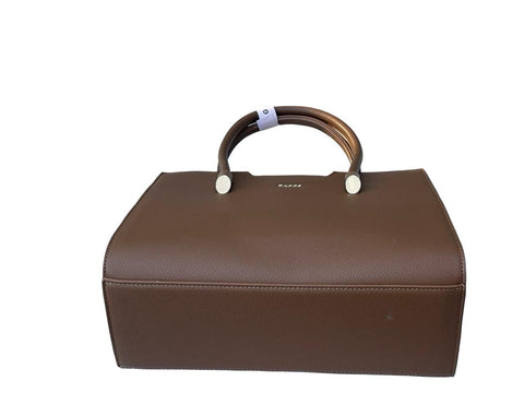 BAGCO Elegant Faux Leather Top-Handle Handbag (Light Brown)