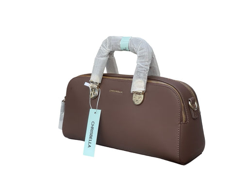 CHRISBELLA Luxe Gift-Ready Top Handle Bag (Dark Brown)