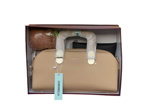 CHRISBELLA Luxe Gift-Ready Top Handle Bag (Light Brown)