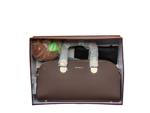 CHRISBELLA Luxe Gift-Ready Top Handle Bag (Dark Brown)