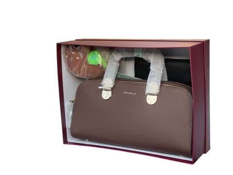 CHRISBELLA Luxe Gift-Ready Top Handle Bag (Dark Brown)