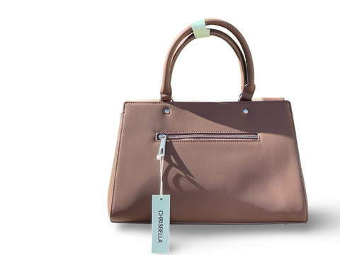 CHRISBELLA Colorblock Satchel (Brown)