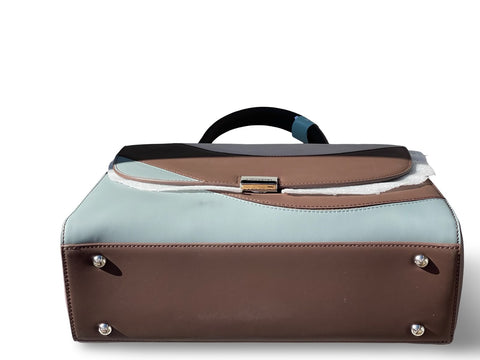 CHRISBELLA Colorblock Satchel (Brown)