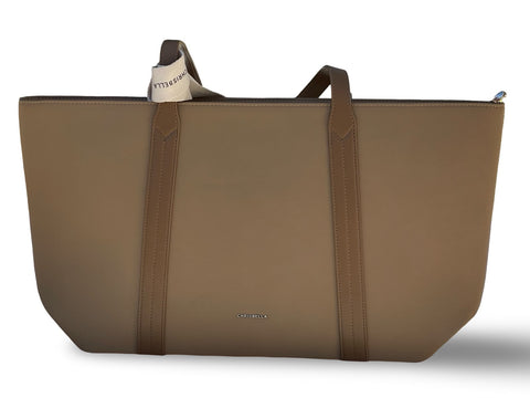 CHRISBELLA Elegant Faux Leather Tote Bag (Brown)