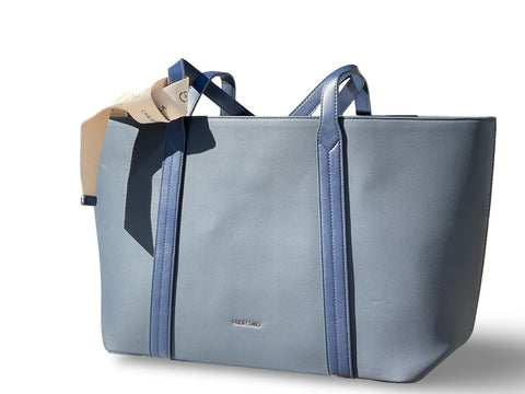 CHRISBELLA Elegant Faux Leather Tote Bag (Blue)