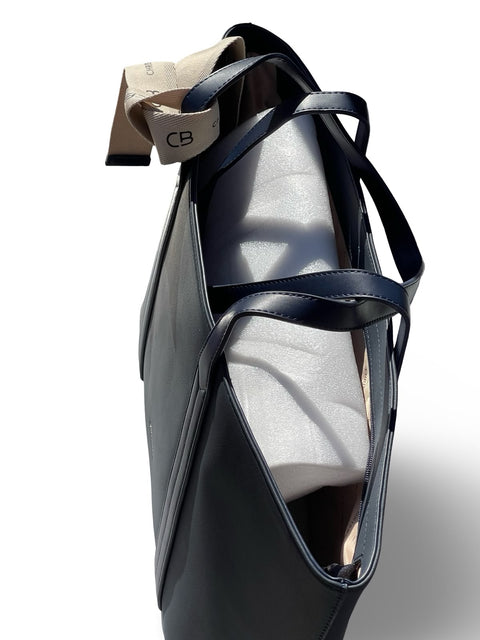 CHRISBELLA Elegant Faux Leather Tote Bag (Blue)