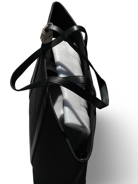 CHRISBELLA Elegant Faux Leather Tote Bag (Black)