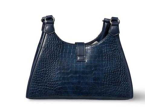 David Jones Croc-Embossed Faux Leather Shoulder Bag (Blue)