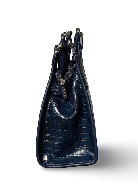 David Jones Croc-Embossed Faux Leather Shoulder Bag (Blue)