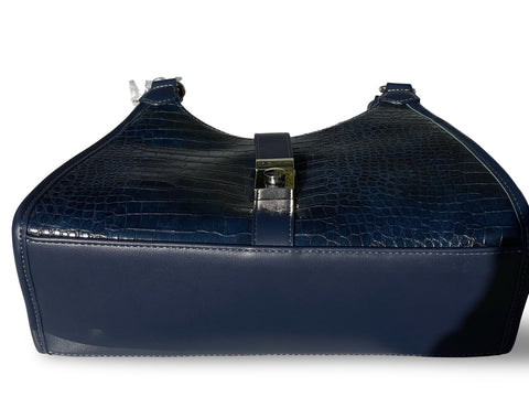 David Jones Croc-Embossed Faux Leather Shoulder Bag (Blue)