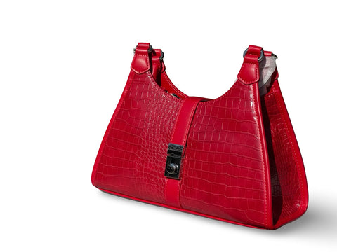 David Jones Croc-Embossed Faux Leather Shoulder Bag (Red)