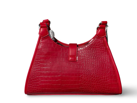 David Jones Croc-Embossed Faux Leather Shoulder Bag (Red)