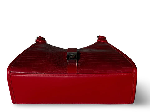 David Jones Croc-Embossed Faux Leather Shoulder Bag (Red)