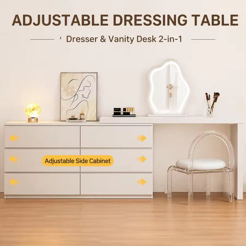 Master Bedroom Wood Makeup Vanity Cabinet As One Unit Telescopic Rotatable Design Modern Eco-Friendly Makeup Table for Bedroom