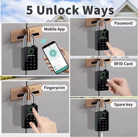 Smart Keyless Security Padlock with Fingerprint & RFID Access