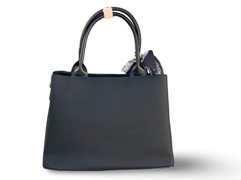 Spacious CHRISBELLA Blue Laptop Tote Handbag & Wallet Set- Black