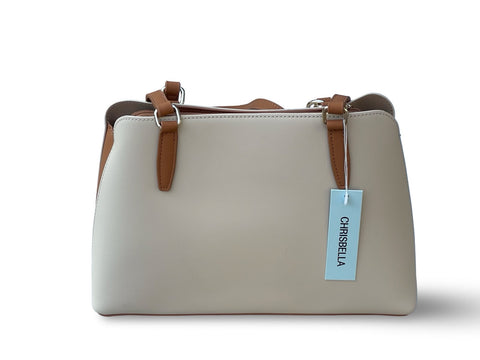 Chrisbella Elegance Tote & Wallet Set- Cream