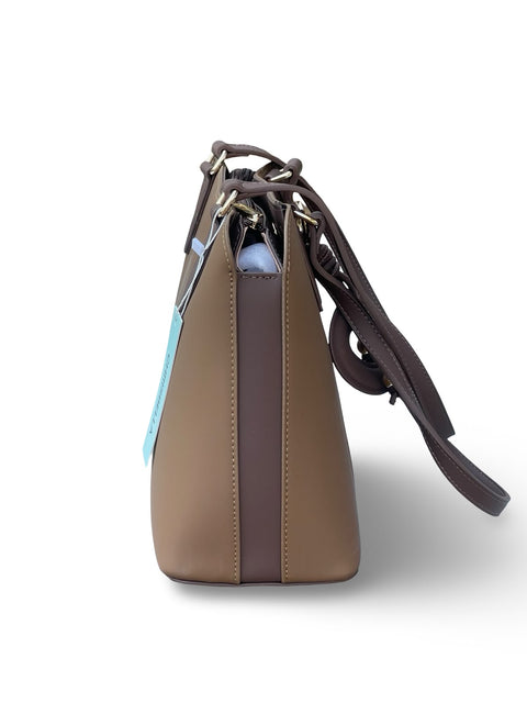 Chrisbella Elegance Tote & Wallet Set- Brown