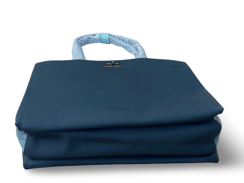 Spacious CHRISBELLA  Laptop Tote Handbag & Wallet Set- Blue