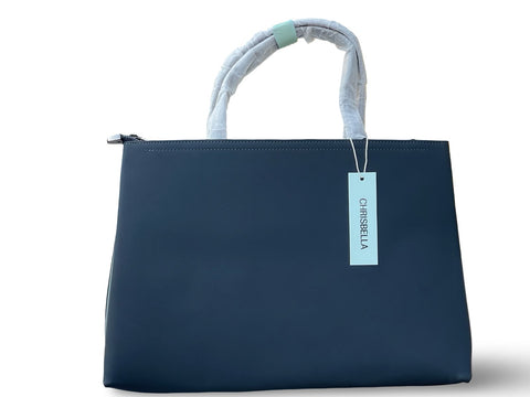 Spacious CHRISBELLA  Laptop Tote Handbag & Wallet Set- Blue