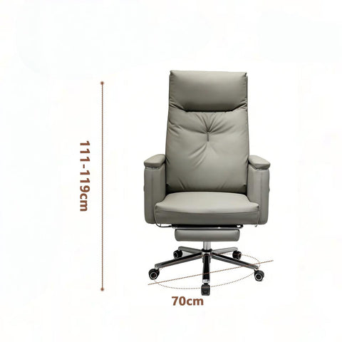 High-Back Ergonomic Leather Executive Chair with Footrest
