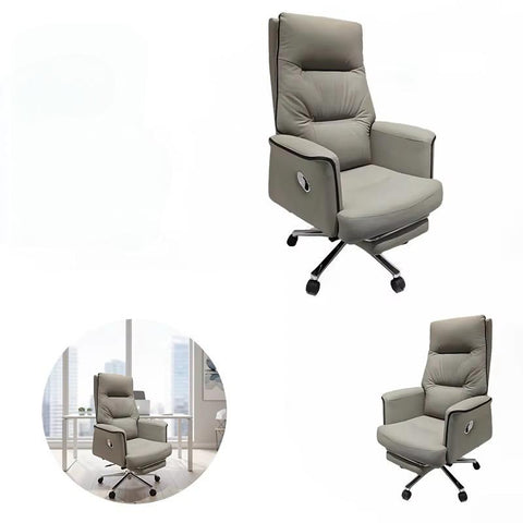 High-Back Ergonomic Leather Executive Chair with Footrest