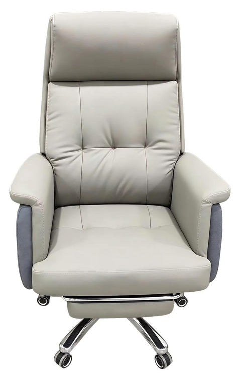 High-Back Ergonomic Leather Executive Chair with Footrest