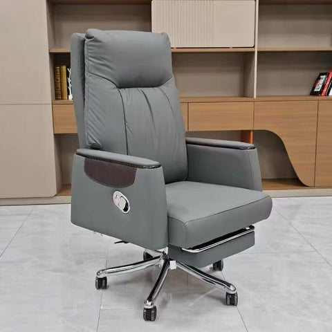 Modern Leather Reclining Executive Chair with Footrest