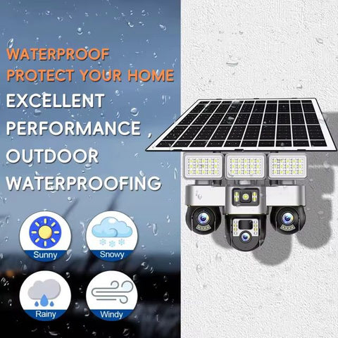Solar Powered Triple LED Floodlight Security Camera