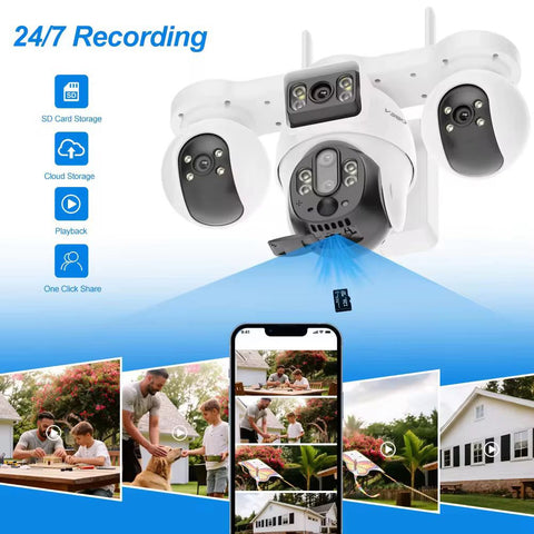 Solar Powered 3-Camera Outdoor Security System