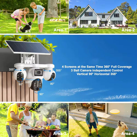 Solar Powered 3-Camera Outdoor Security System