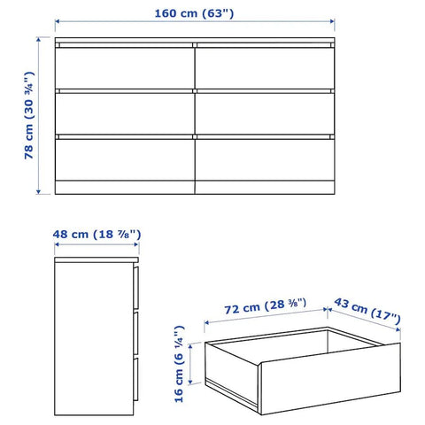 AnnaFelix Modern Chest Drawers of Six.