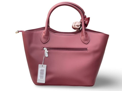 Chrisbella Woven-Texture Trapeze Burgundy Tote Bag