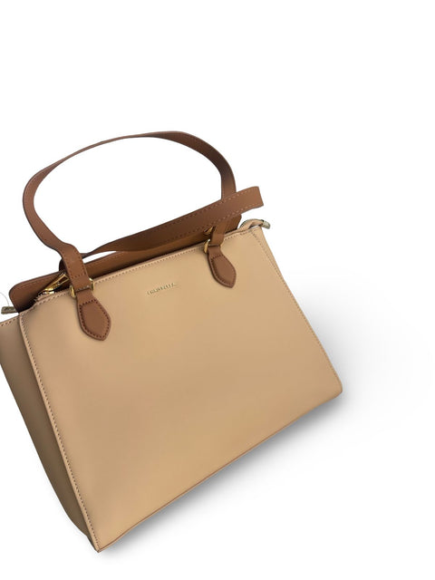 Chrisbella Structured Multi-Compartment Tote Bag- Brown