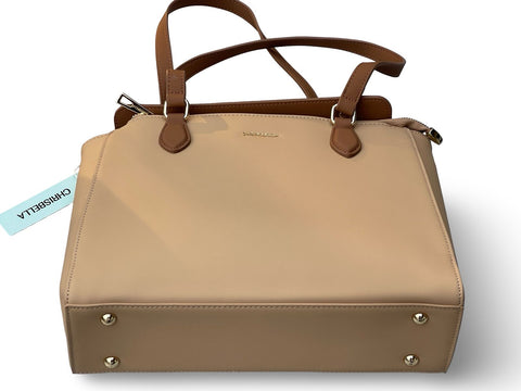 Chrisbella Structured Multi-Compartment Tote Bag- Brown