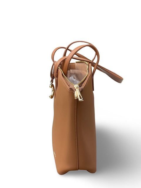 Chrisbella Executive Curved-Trim Tote Bag- Brown
