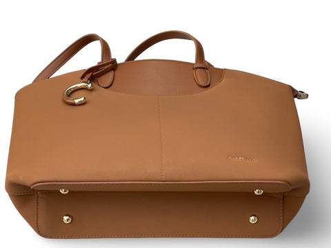 Chrisbella Executive Curved-Trim Tote Bag- Brown