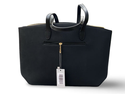 Chrisbella Executive Curved-Trim Tote Bag- Black