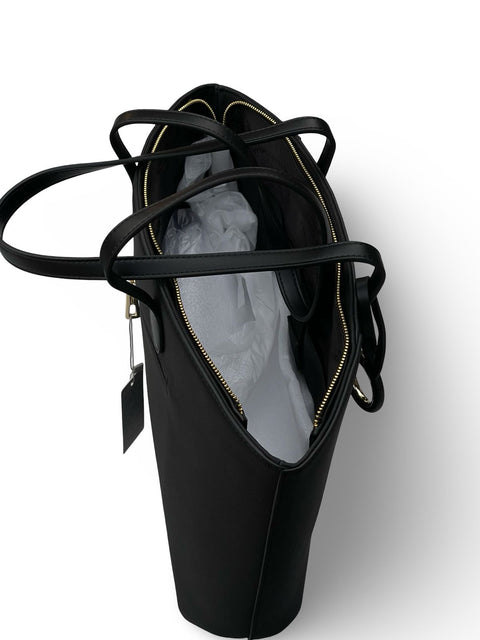 Chrisbella Executive Curved-Trim Tote Bag- Black