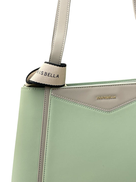 Chrisbella Structured Sage Green Shoulder Bag