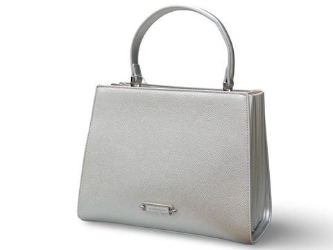 Chrisbella Structured Metallic Top-Handle Satchel Bag