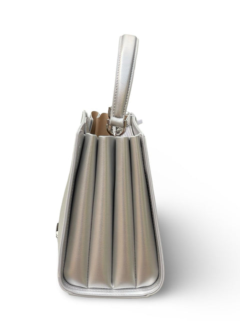Chrisbella Structured Metallic Top-Handle Satchel Bag