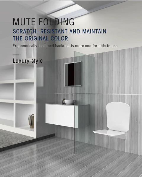 Wall-Mounted Fold-Down Shower Seat- White