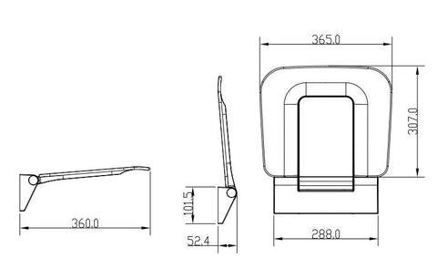 Wall-Mounted Fold-Down Shower Seat with Armrests-Blue