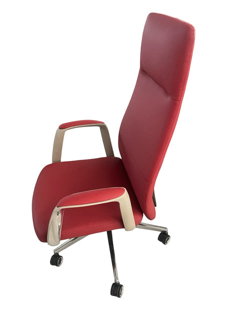 High-Back Executive Leatherette Office Chair - Burgundy