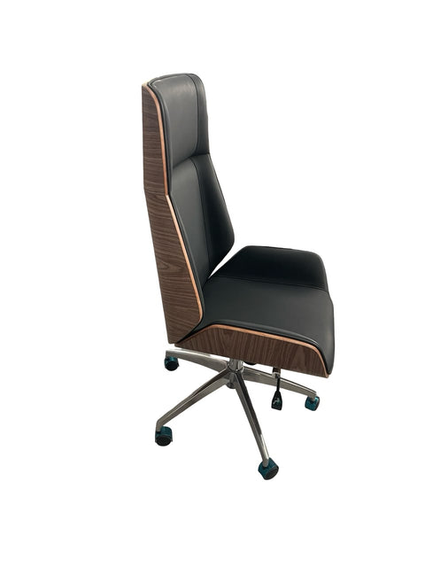 Modern High-Back Executive Office Chair with Wood Veneer