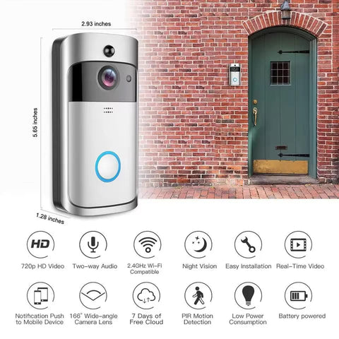 VisionGuard HD Smart Wireless Video Doorbell- Silver